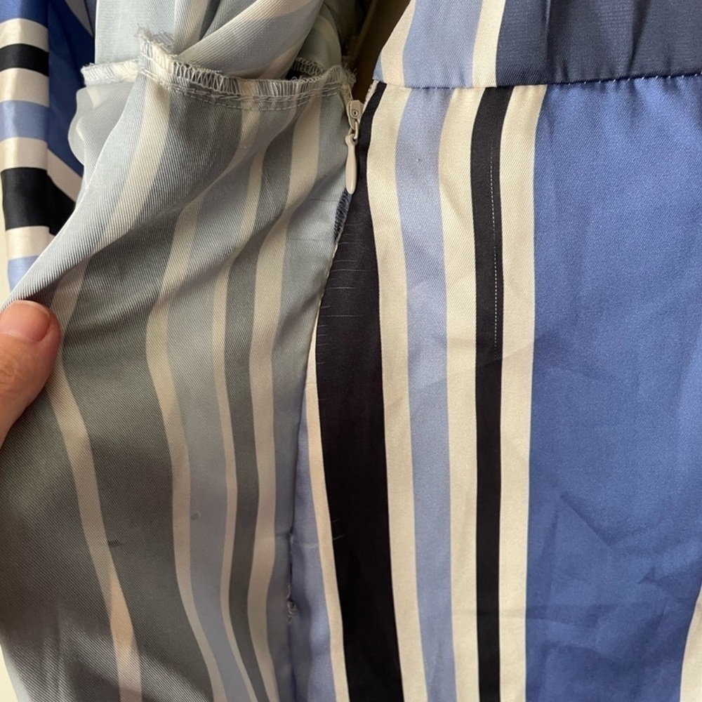Zara Blue White Striped Wrap Lined Romper Size Small - Picture 15 of 16